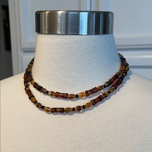 Elegant Beaded Necklace - Brown and Black